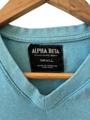 Alpha Beta V Neck Shirt Regular Fit Blue Men’s Size Small Good Condition