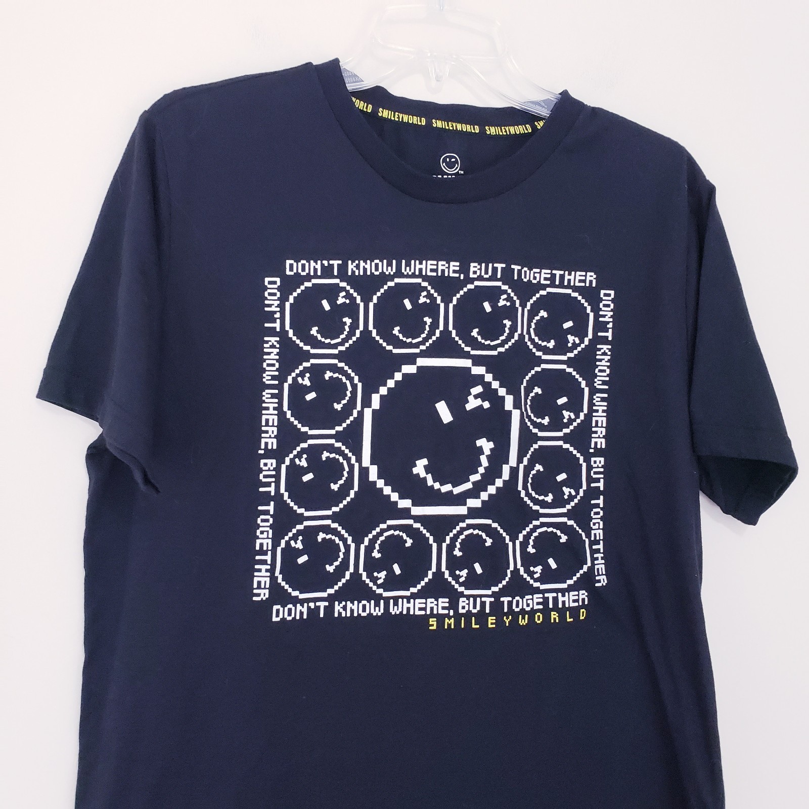 Smiley World Black Graphic T-Shirt Don't Know Where But Together Large Rare gallery