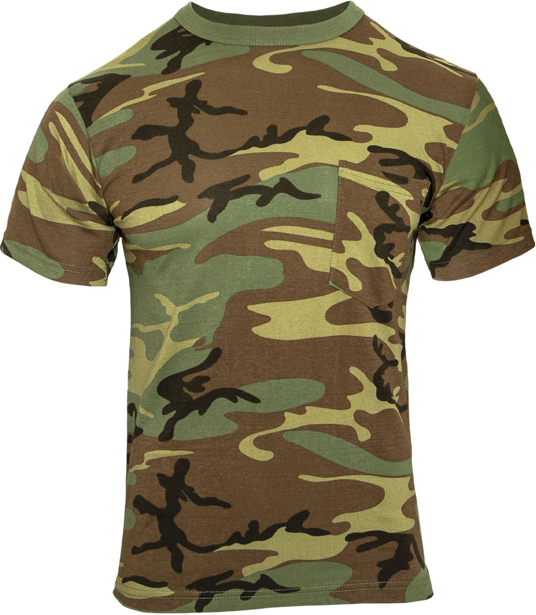 Woodland Camouflage Short Sleeve Military T-Shirt with Pocket gallery