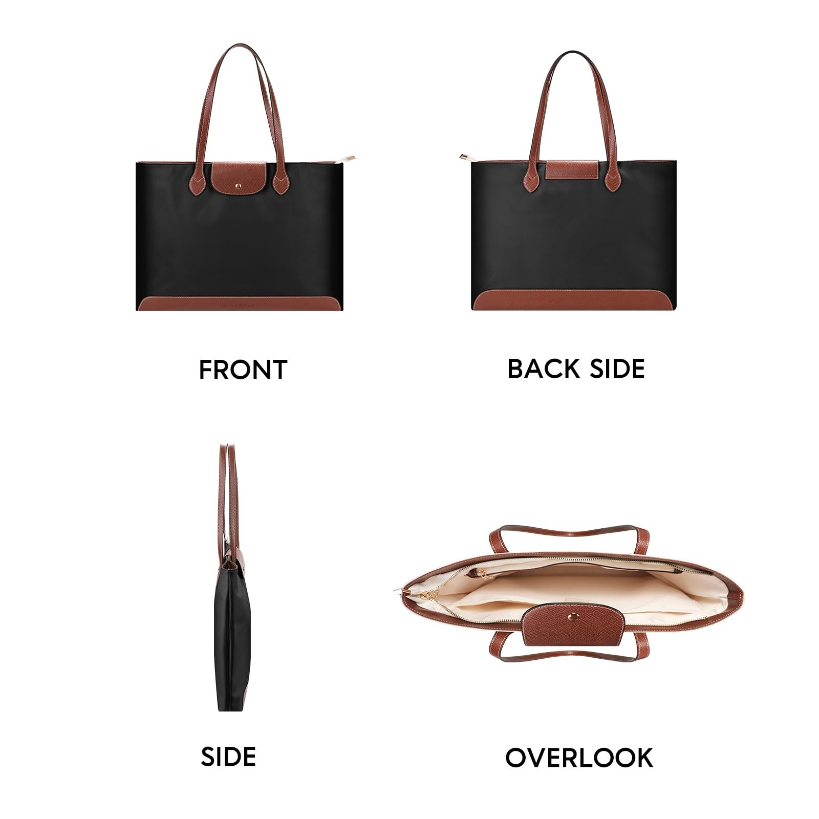 Slim Tote Bag for Women, Lightweight Shoulder Bag with Zipper, Structured Wor... gallery