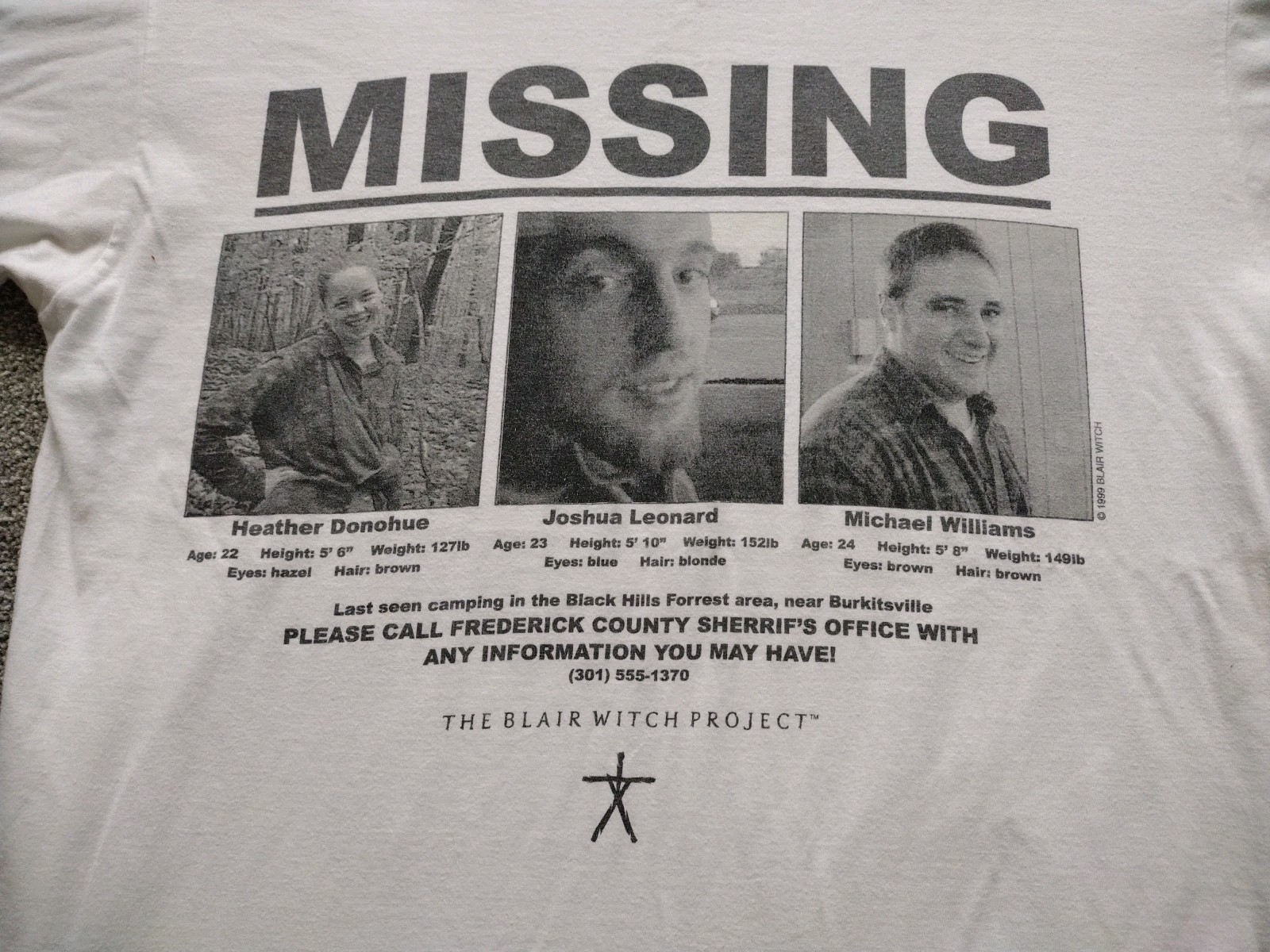 Vintage The Blair Witch Project Missing T-Shirt 1999 Size Large gallery