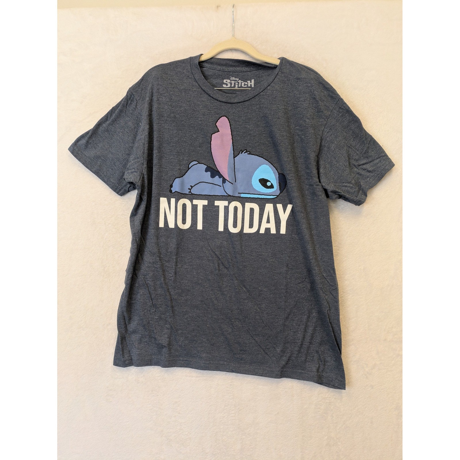 Disney Stitch Graphic T Shirt Mens Large L Gray Not Today Short Sleeve gallery