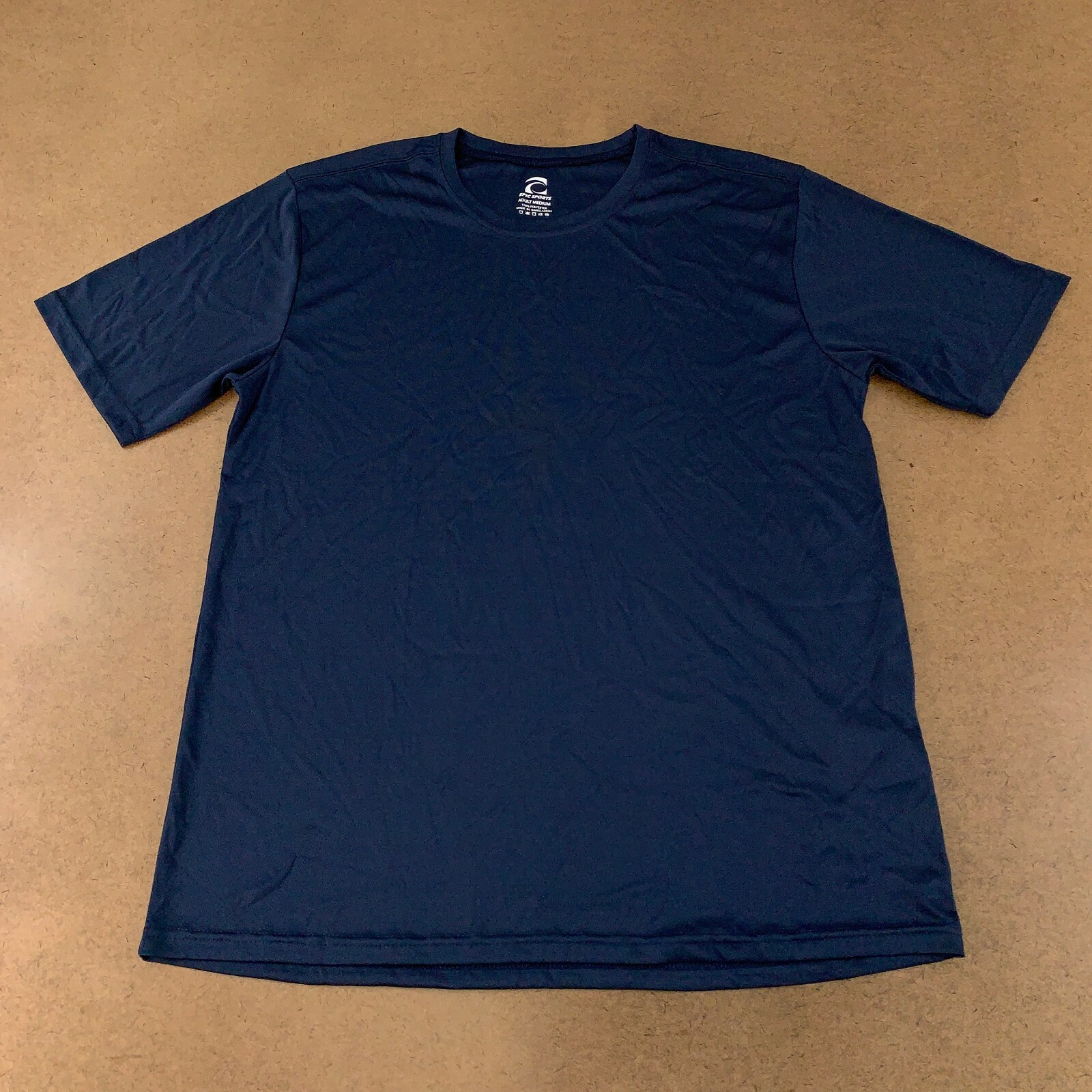 Epic Sports Adult Size Medium Navy Blue Short Sleeve Crew Neck Performance Tee