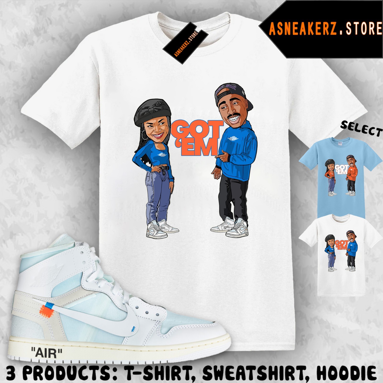 Tee Shirt Matching V.A.A. AJ 1 High Alaska Match Sneaker Poetic Justice T-Shirt gallery