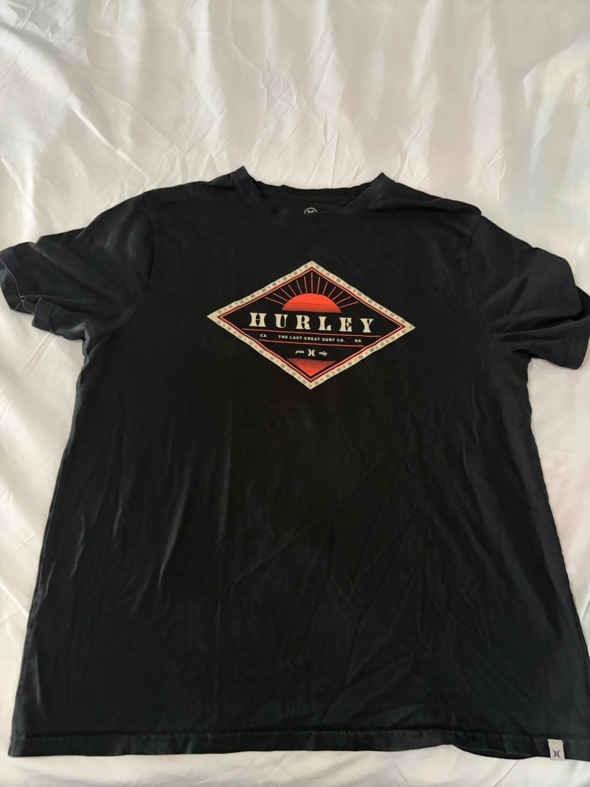 Hurley Men’s Black Graphic Logo Crew Neck Short Sleeve Cotton Knit Tee L gallery