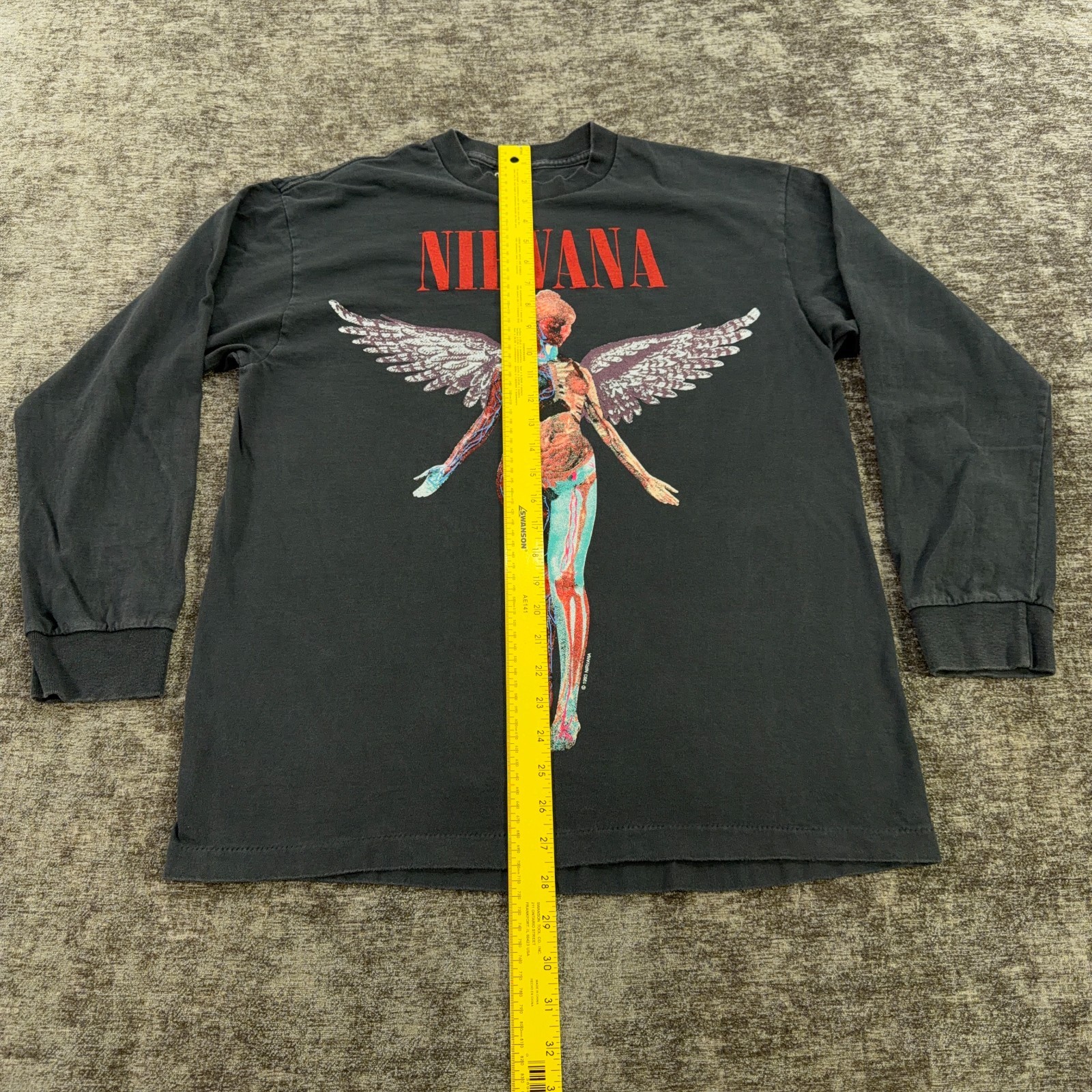 Nirvana T-Shirt Med Black In Utero 1993 Band Vintage Reprint Single Stitch Tag:L gallery