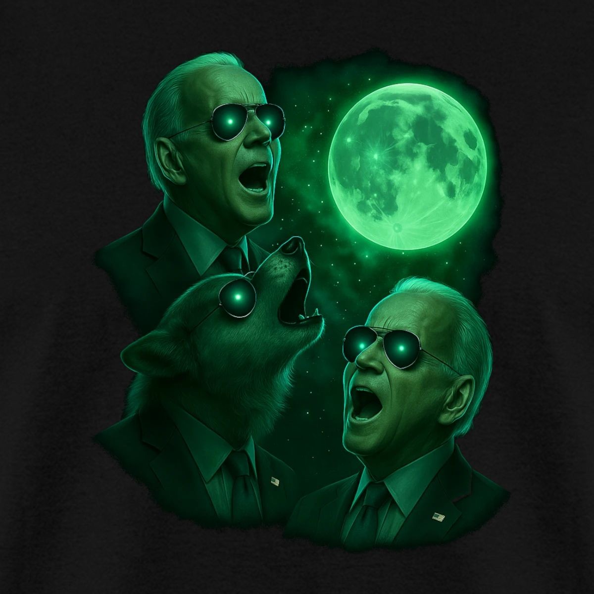 Alpha Wolves Howling Under Mystical Moonlight Joe Biden Men's T-Shirt gallery