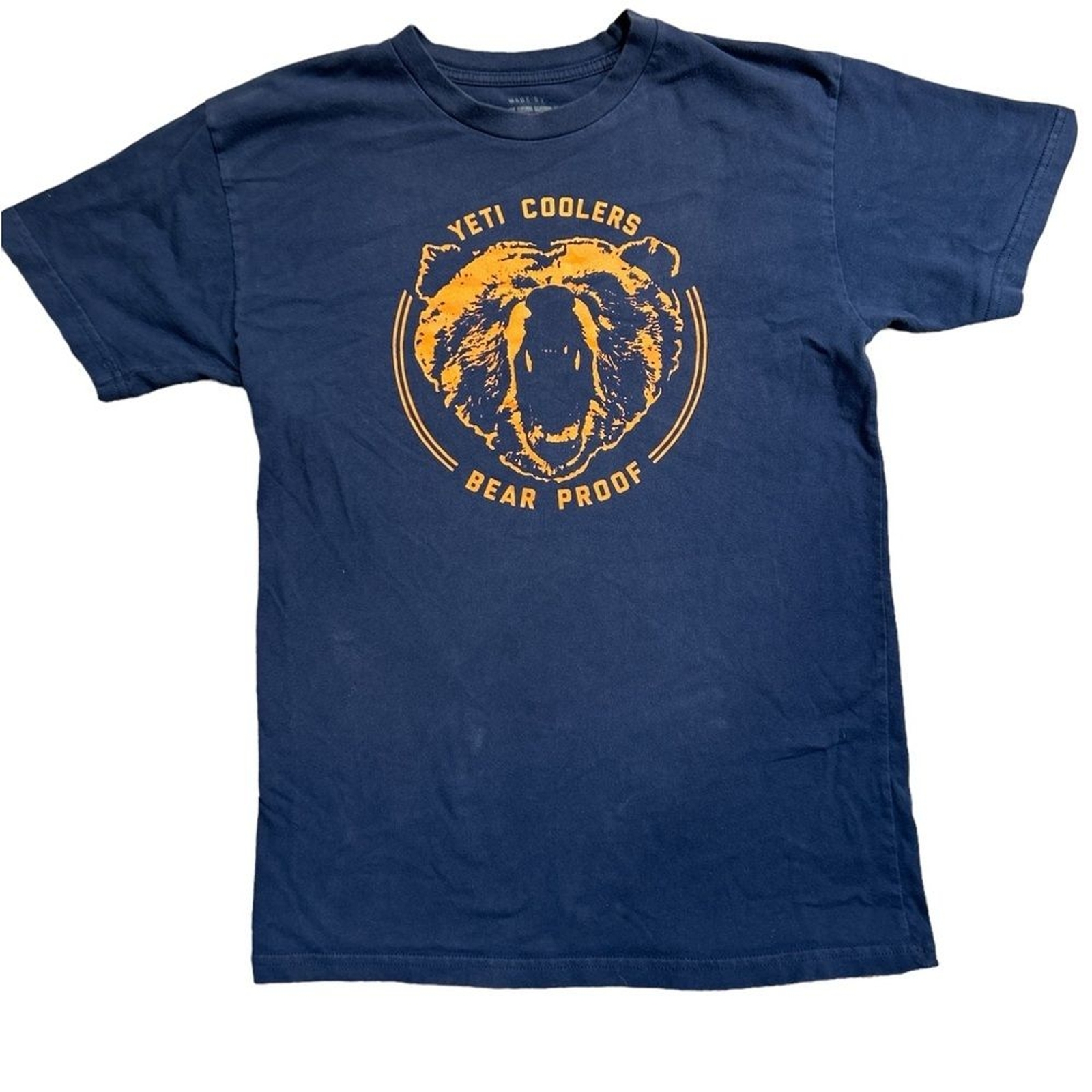 Yeti Coolers Bear Proof T Shirt Medium Blue Orange Graphic Tee Mens