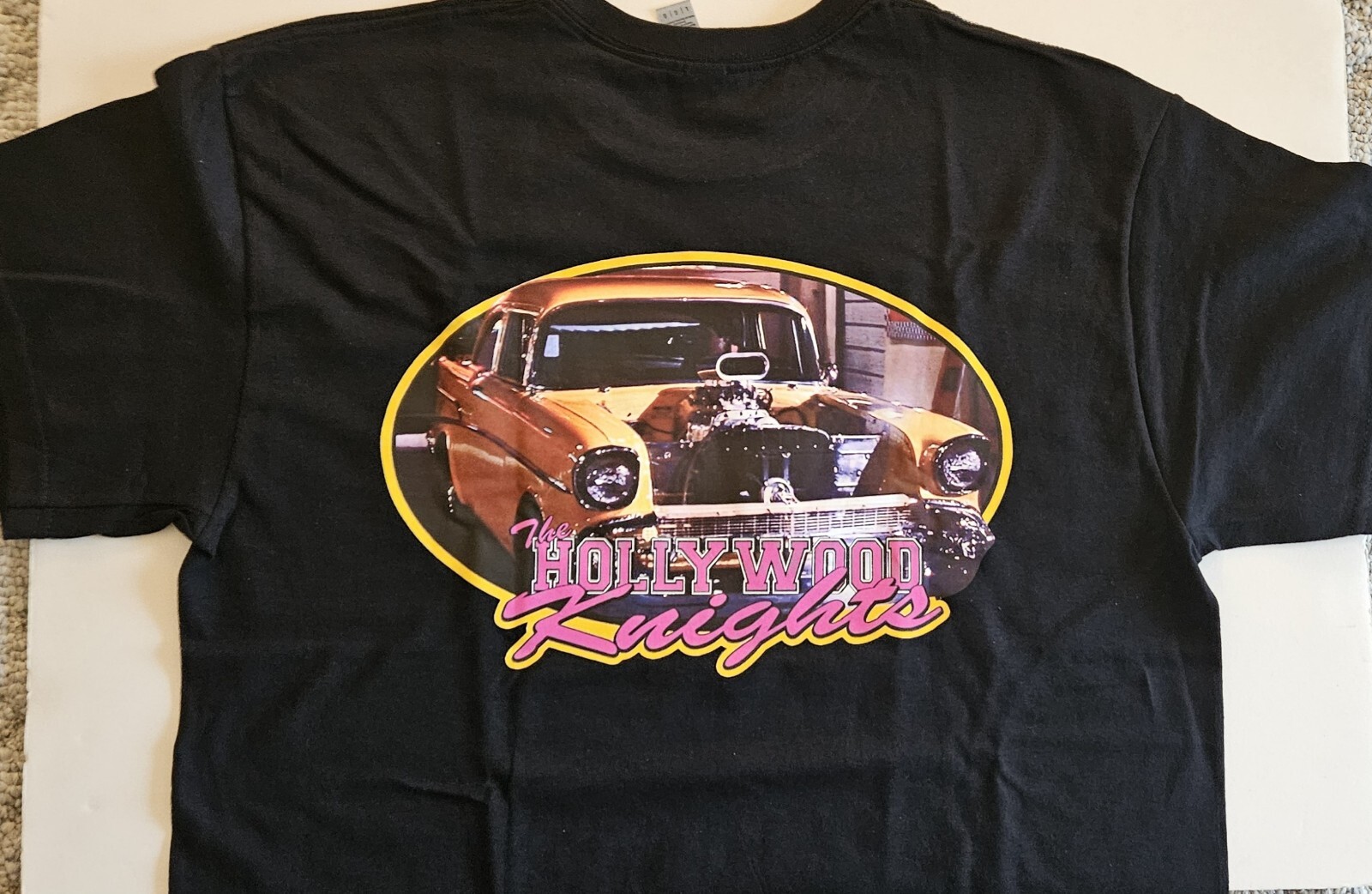 Hollywood Knights Classic 57 Chev Black 100% Cotton T-shirt gallery
