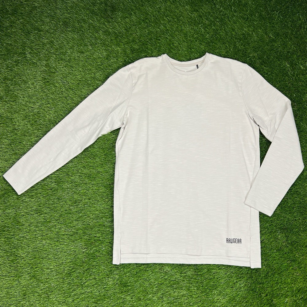 RAWGEAR Long Sleeve Shirt Nice Embroidery #BM422 High Quality Light Grey M NWT