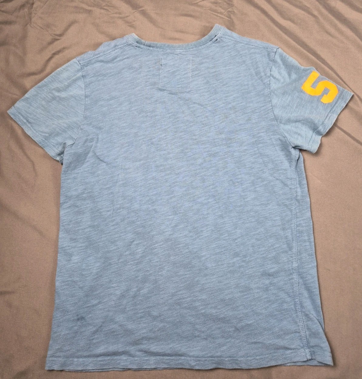Superdry Premium Goods Mens XL T-Shirt Blue Orange Vintage Logo 19.5” P2P Small gallery