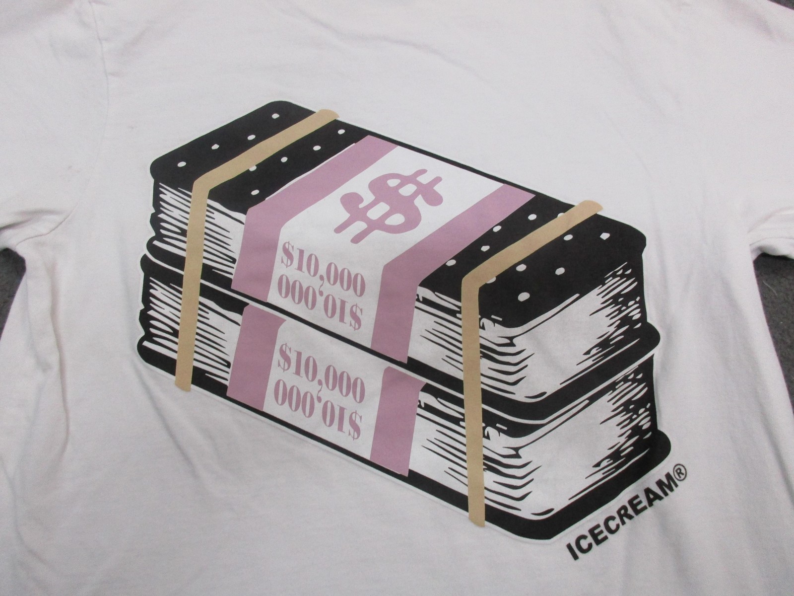 Icecream Shirt Mens Small White Money Stack Graphic Tee Streetwear Logo Back gallery