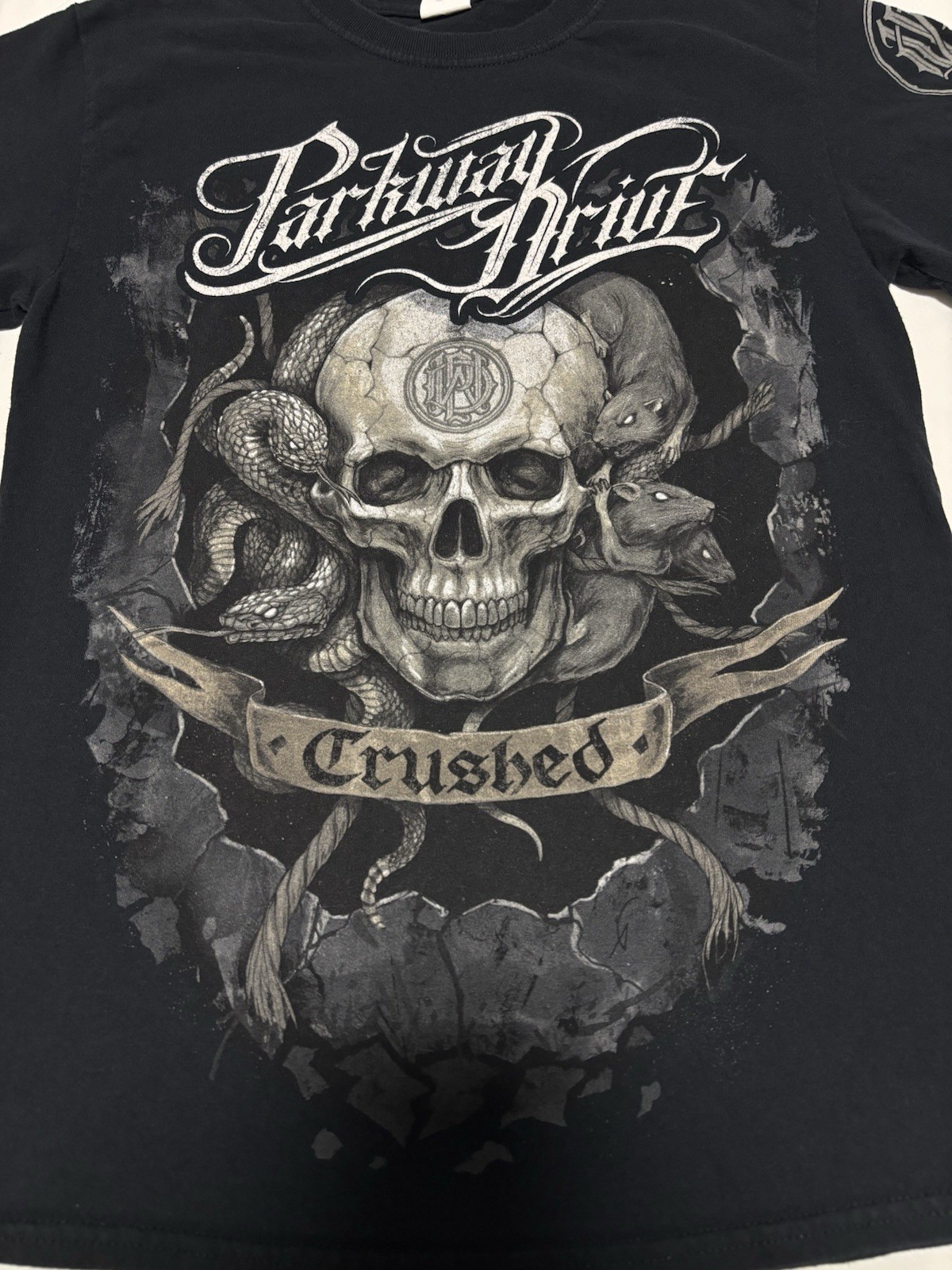 2015 Parkway Drive Crushed Skull Band T-Shirt Size S Ire Album Era Metalcore PWD gallery