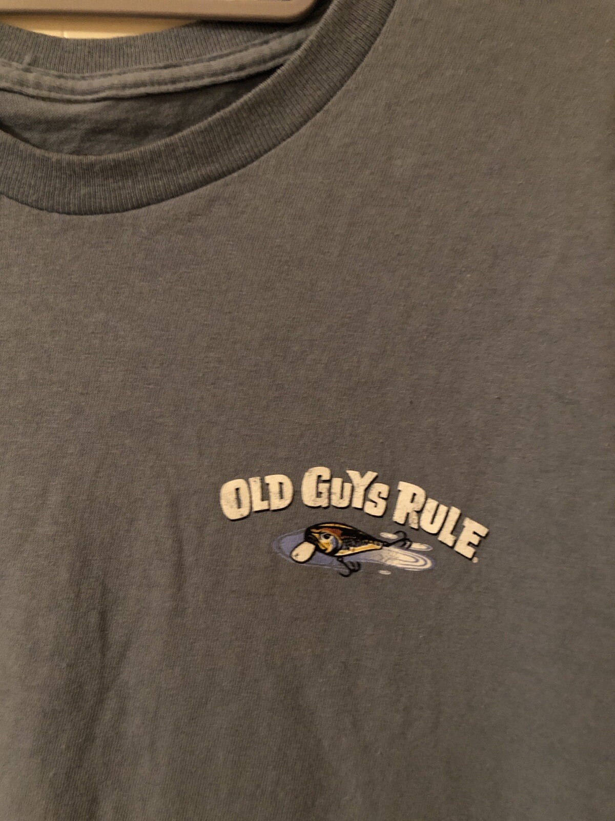 Old Guys Rule Fisherman Bucket List Light Blue T Shirt Large Cotton Graphic Tee gallery