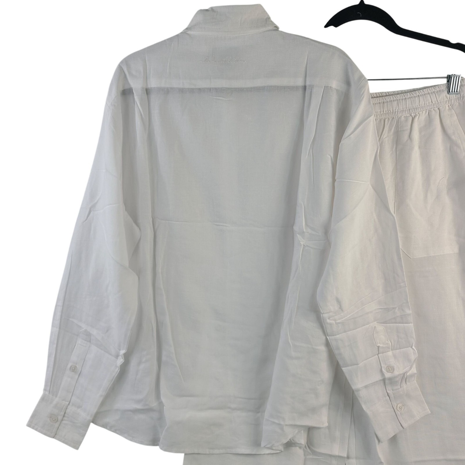 NEW BoohooMAN Super Oversized Linen Blend Shirt & Baggy Trousers White Sz M gallery