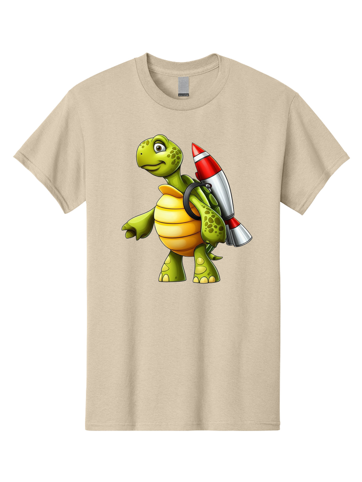 Turtle-With-Rocket-Pack-1 Mens Graphic Tee, 100% Cotton, Casual Summer Wear