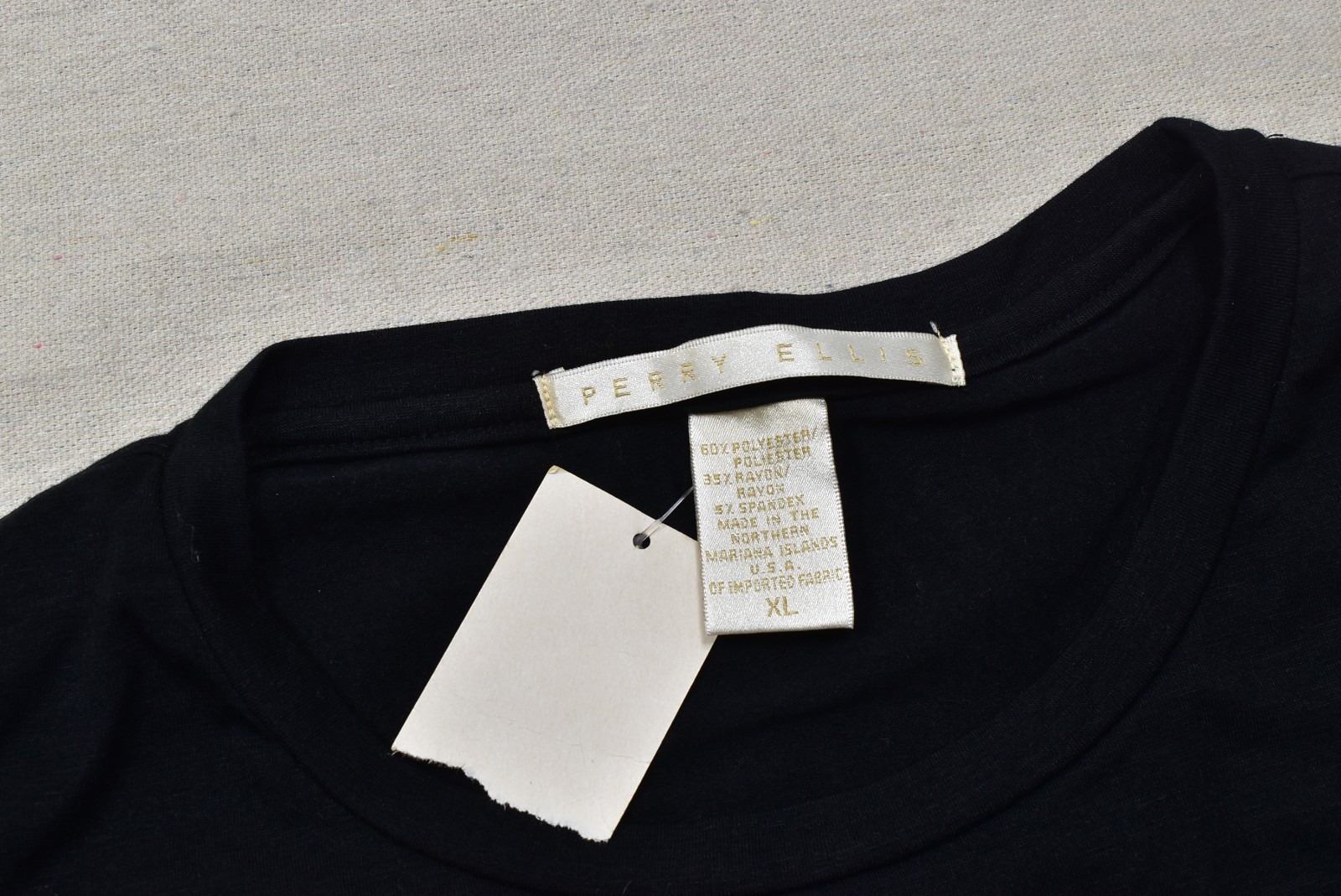 Perry Ellis Shirt Mens XL Black Long Sleeve Crew Neck Principles Tee New gallery