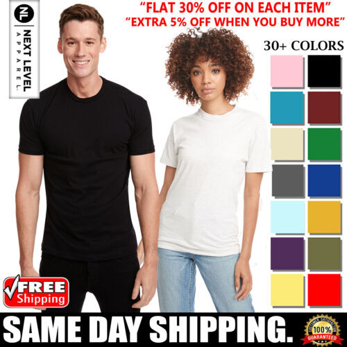 Next Level Unisex 100% Cotton Men’s Premium Fitted Crew Neck T-Shirt – 3600