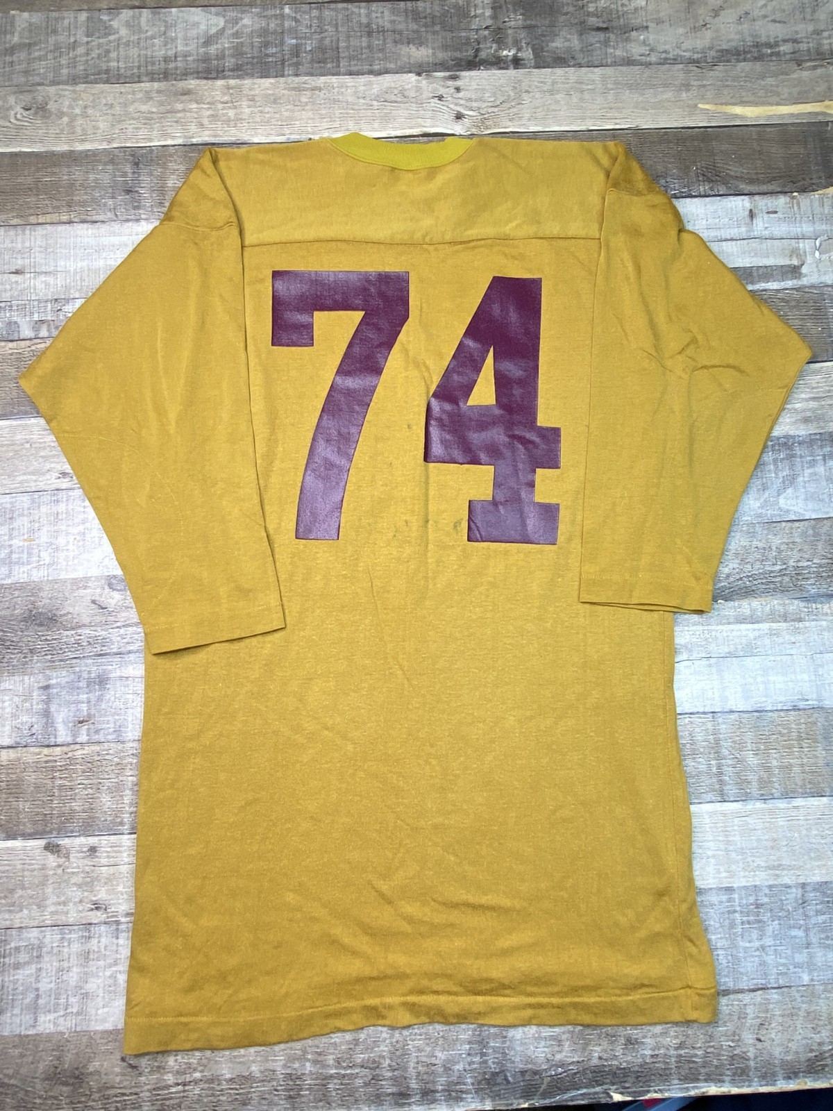 Vintage 70s Champion Wisconsin Ath. Dept Jersey 3/4 Sleeve Shirt Hockey Mens XL gallery