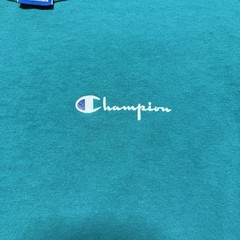 Vintage 90s Champion Script Logo Athletic Teal Blue Size Medium Single Stitch
