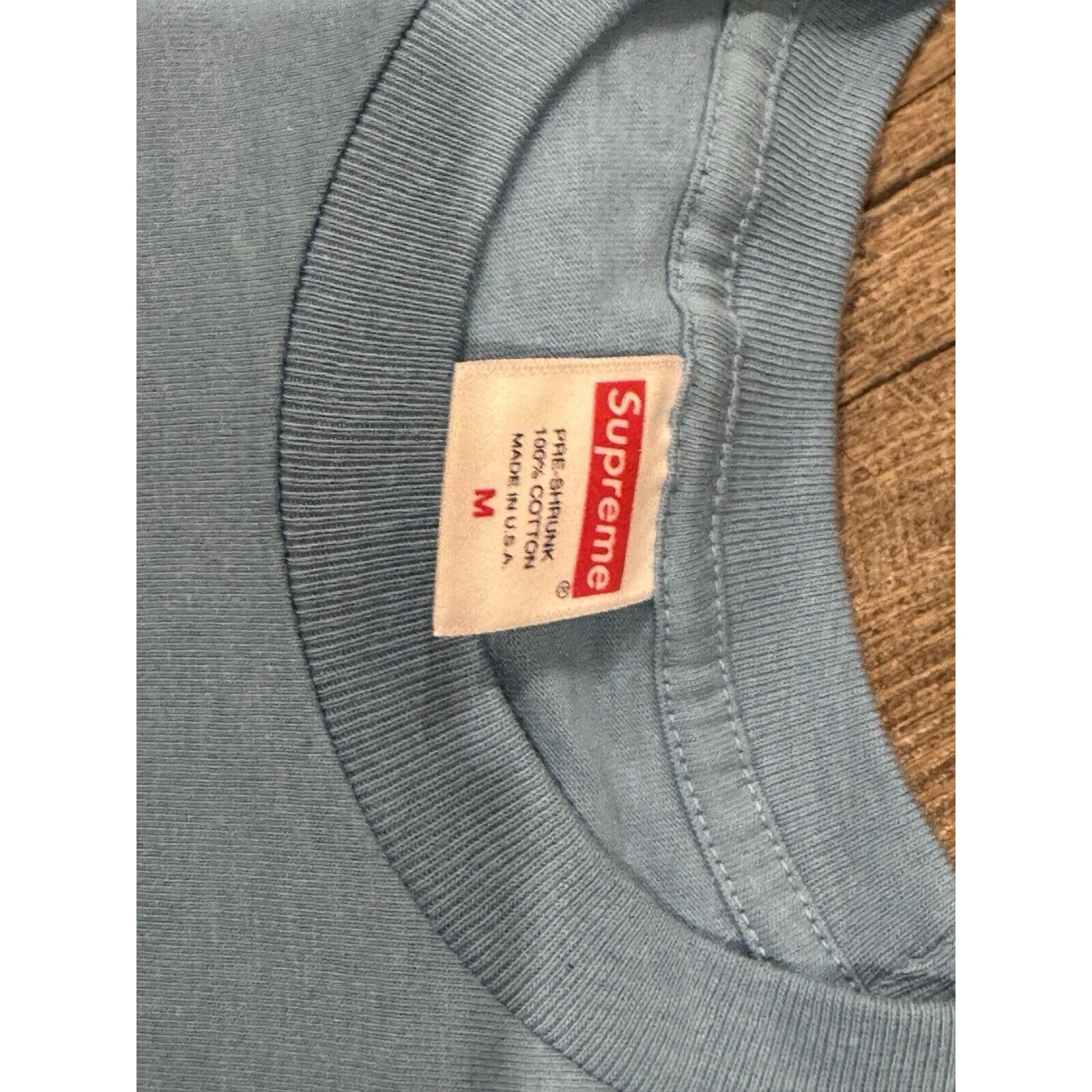 SUPREME Pinline Logo Tee Short T-Shirt Sleeve Shirt in Blue Medium gallery