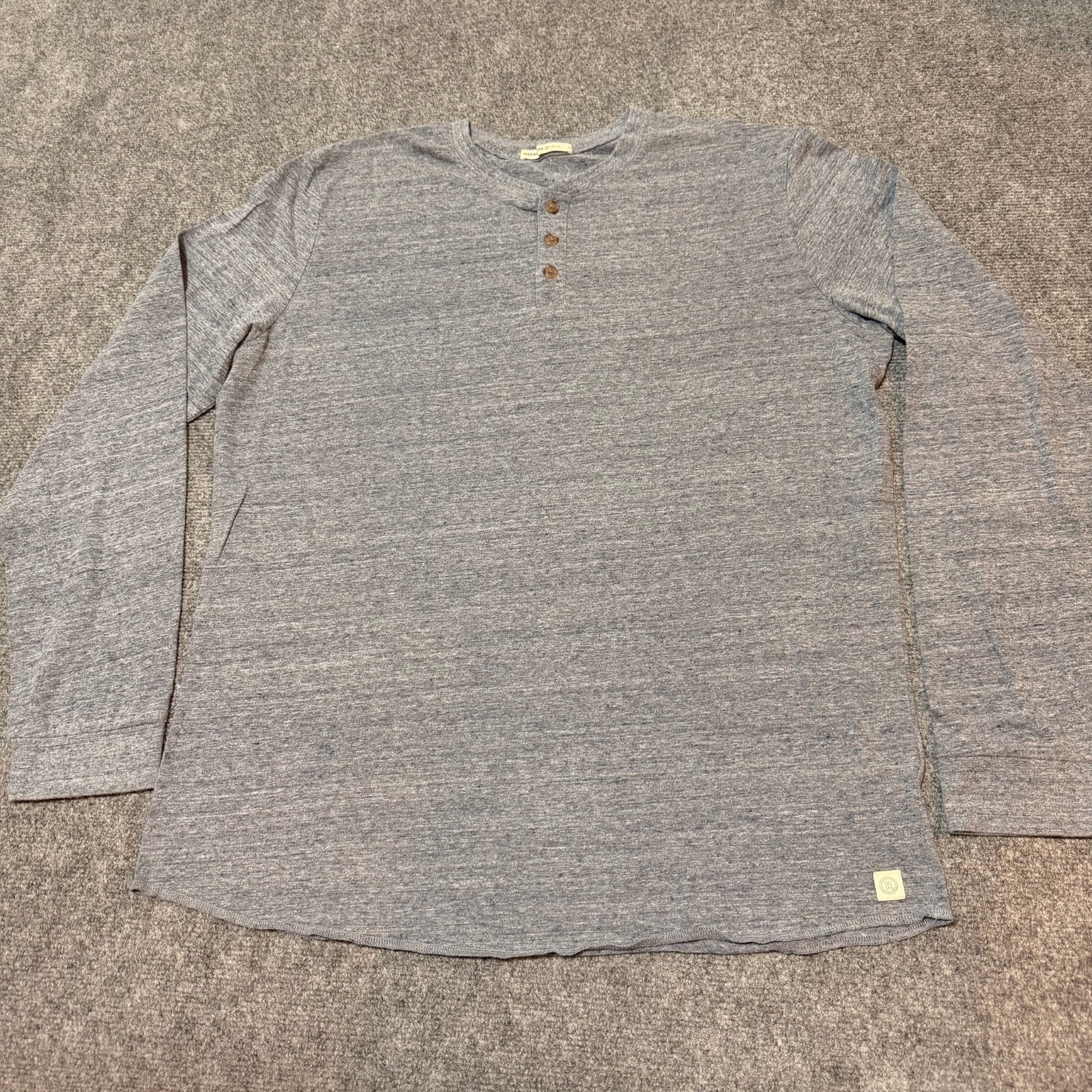 Marine Layer Shirt Mens Large Blue Henley Long Sleeve E-Spun Casual gallery