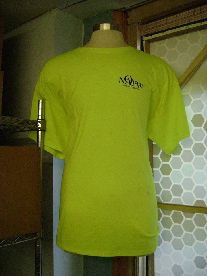 PRINTED TEE SAFETY YELLOW GREEN SELF DISTANCE STAY 6 FEET BACK AWAY T-SHIRT gallery
