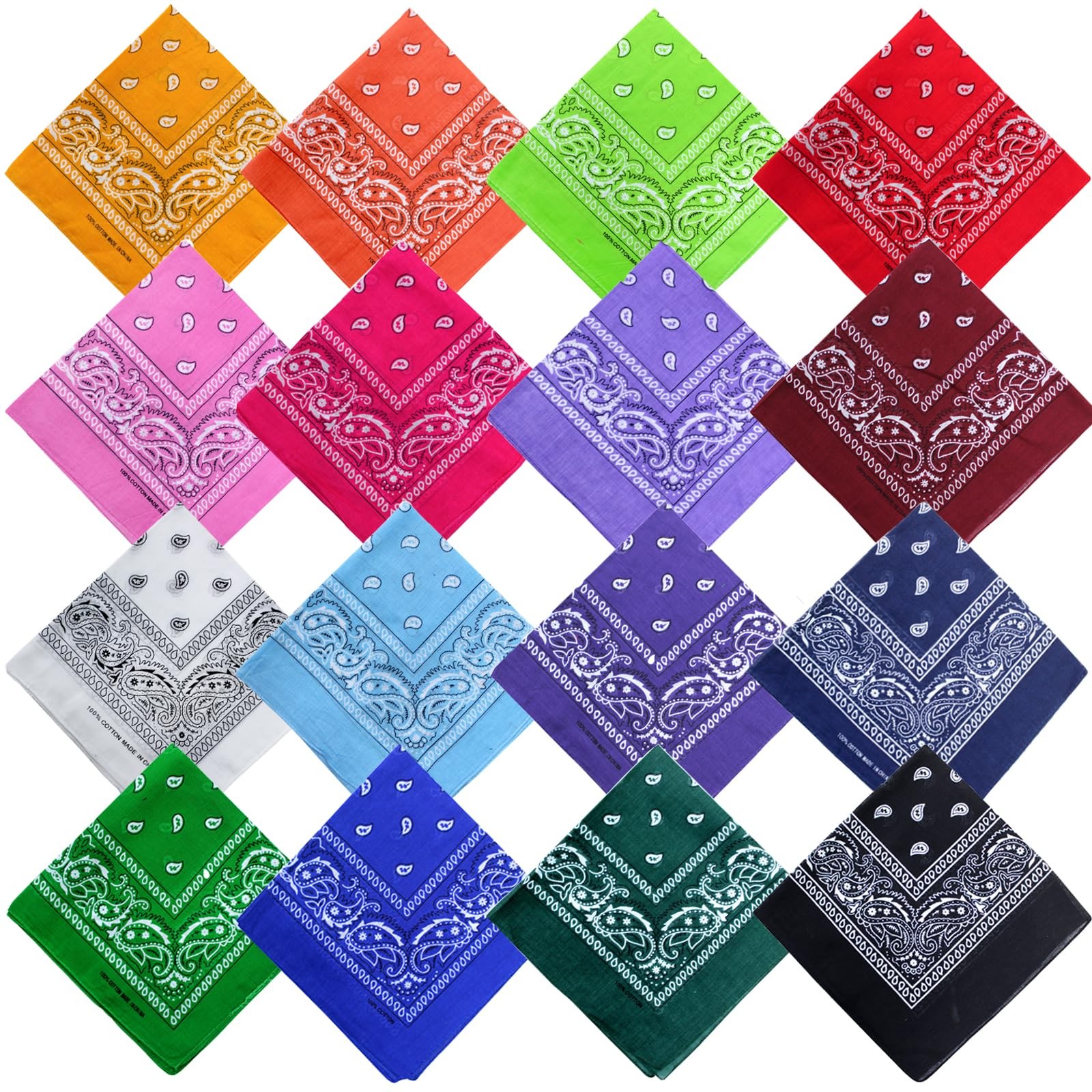 16PCS Bandanas Unisex Paisley Bandanas Bulk Multi-Purpose Headband Cowboy Hea... gallery