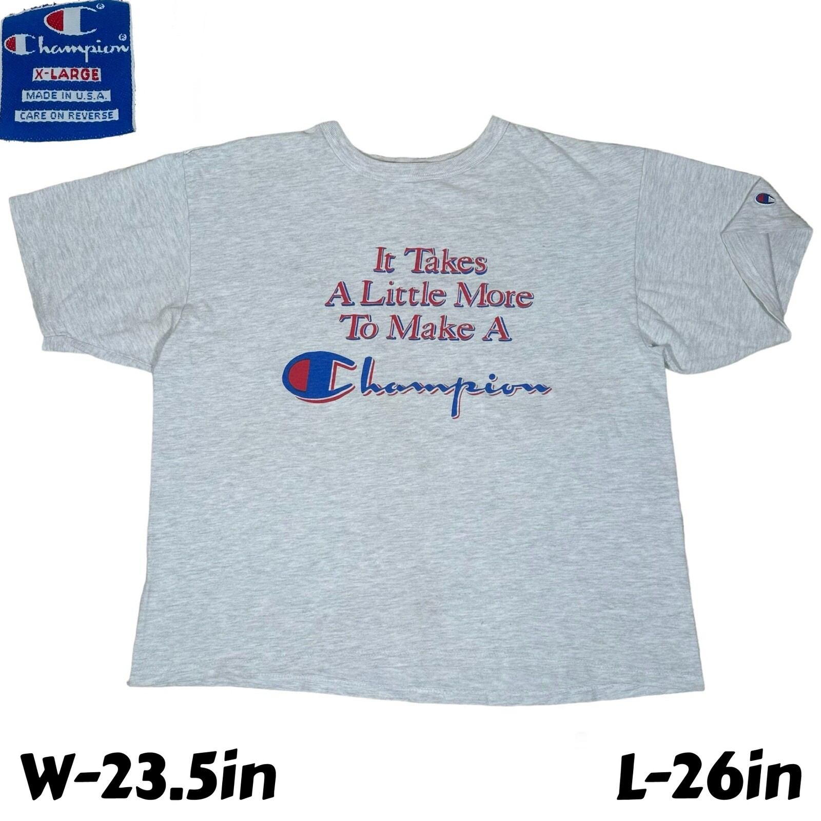 Vintage USA Made It Takes More To Make A Champion Single Stitch T-Shirt Grey XL gallery