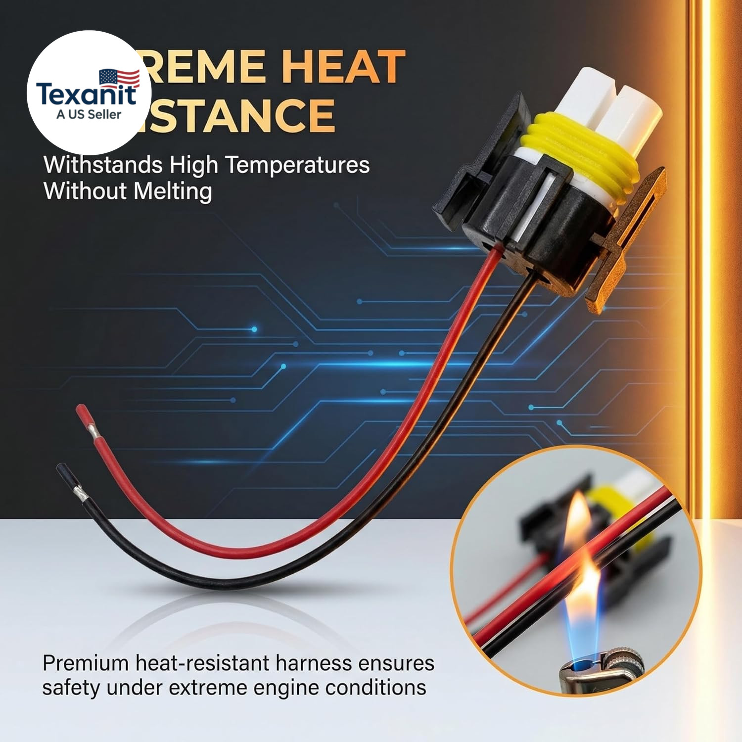 High Temperature Ceramic Wiring Harness Socket (2-Pack) Compatible with H11 H8 H