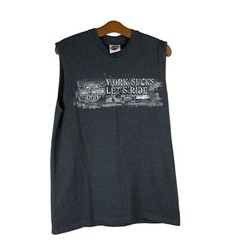 Harley Davidson Muscle Tee Mens Medium Work Sucks Lets Ride Biker Sleeveless