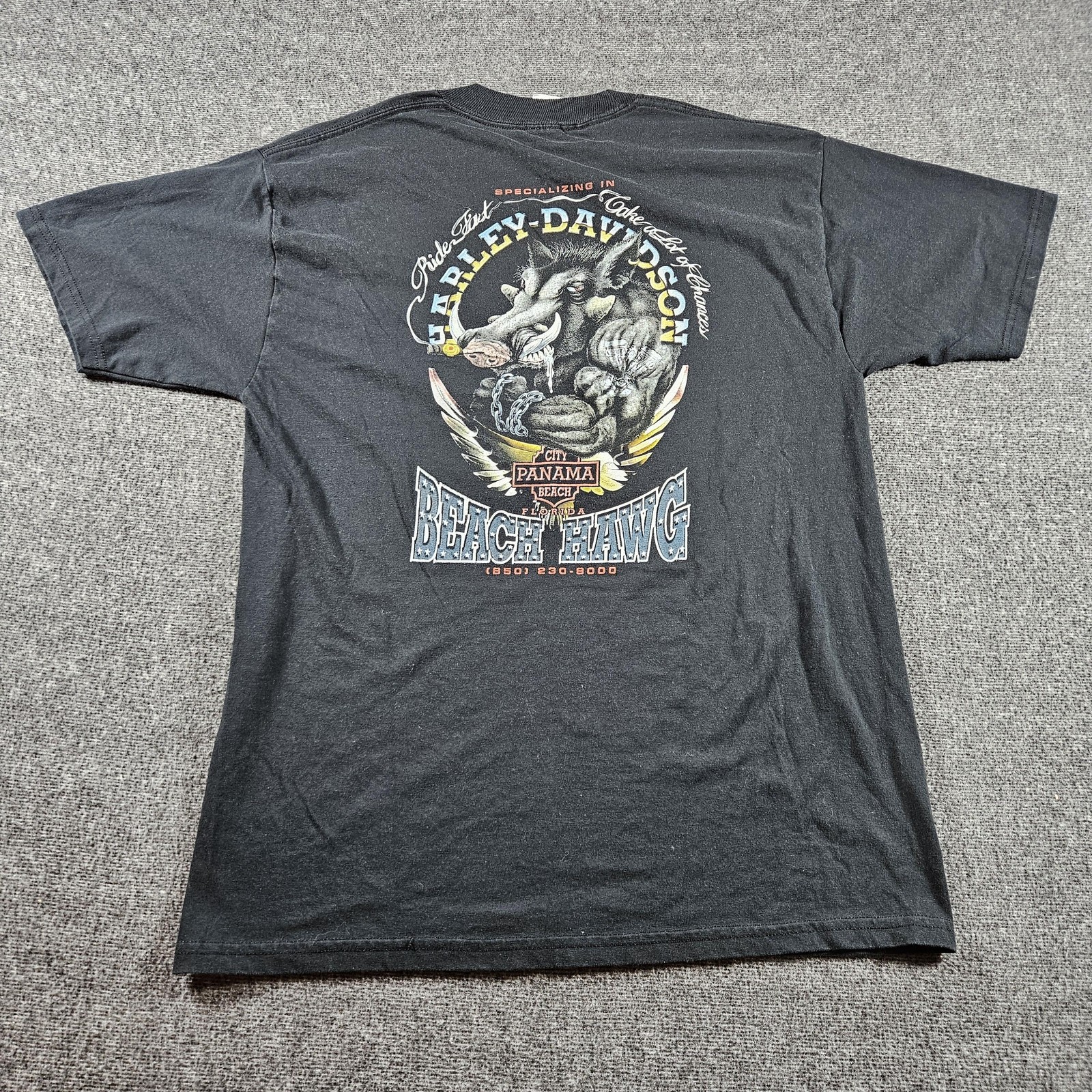Vintage Beach Hawg Harley-Davidson Shirt Mens Large Black Panama Beach 90s gallery