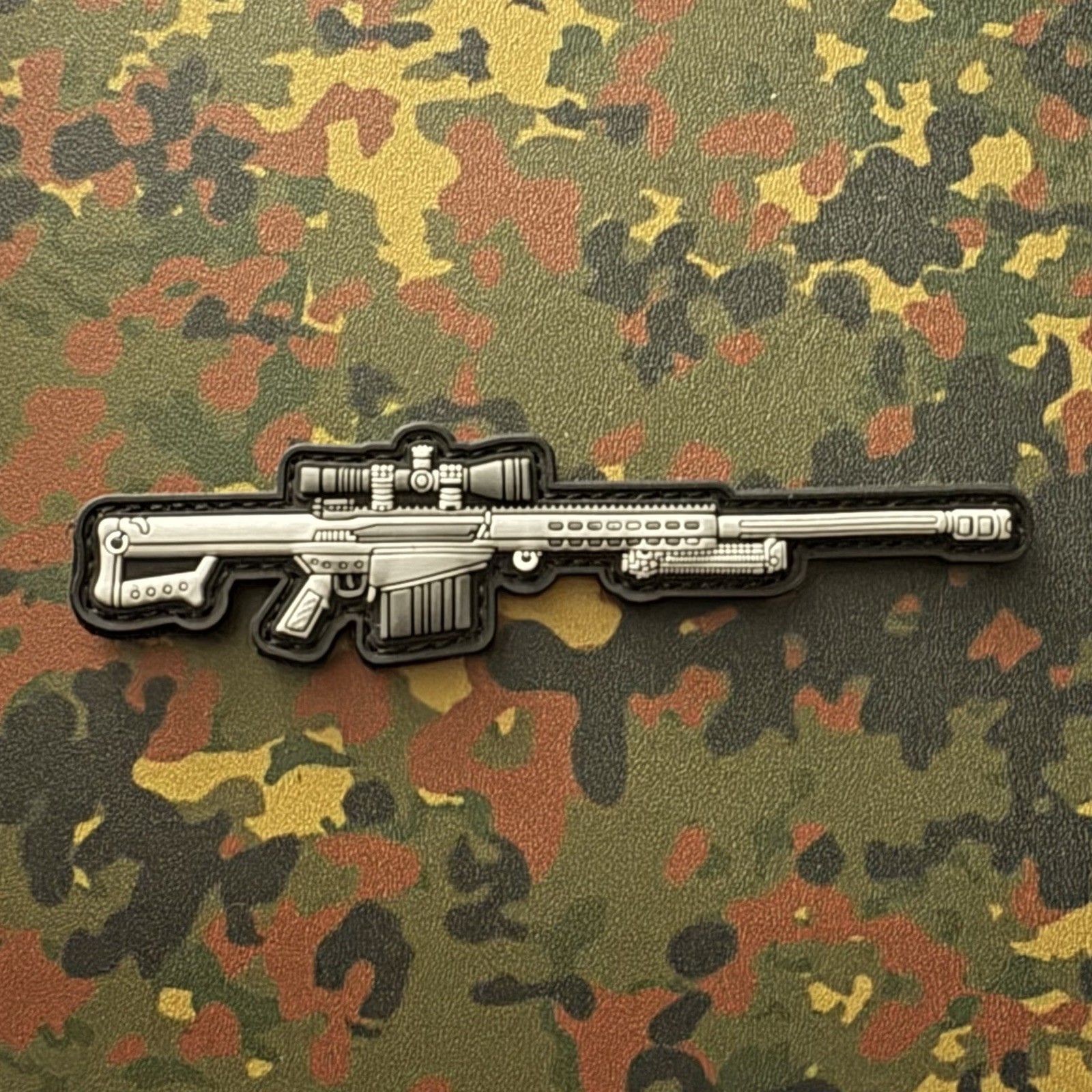 BARRETT 50CAL BFG SNIPER RIFLE PVC Morale Patch Hook/Loop MILITARY GUN SHOT SHOW