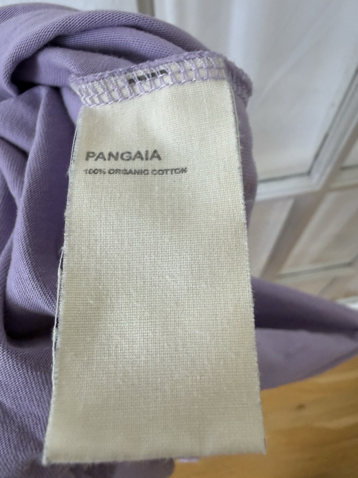 PANGAIA Men’s M Purple Organic Cotton Knit Mock Neck Long Sleeve Logo Tee gallery