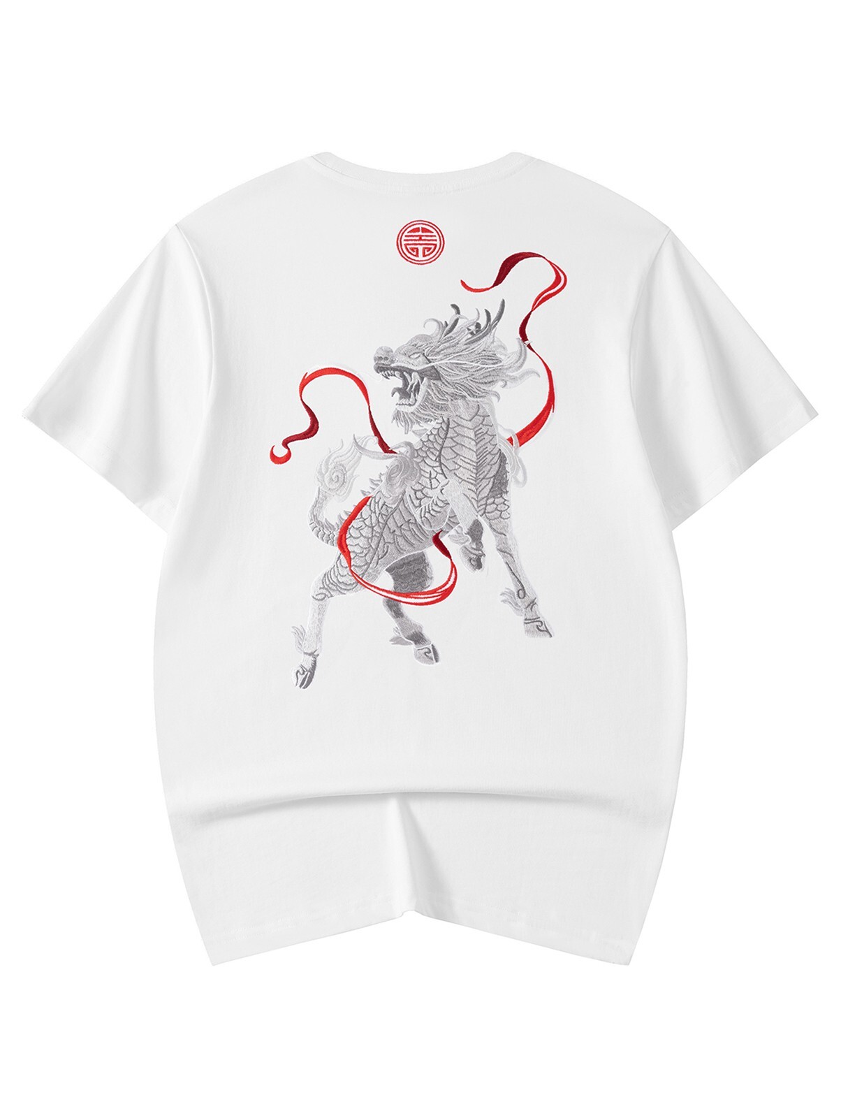Niepce Men’s Raging Kirin Embroidery Graphic Tee Japanese Streetwear T-Shirt gallery