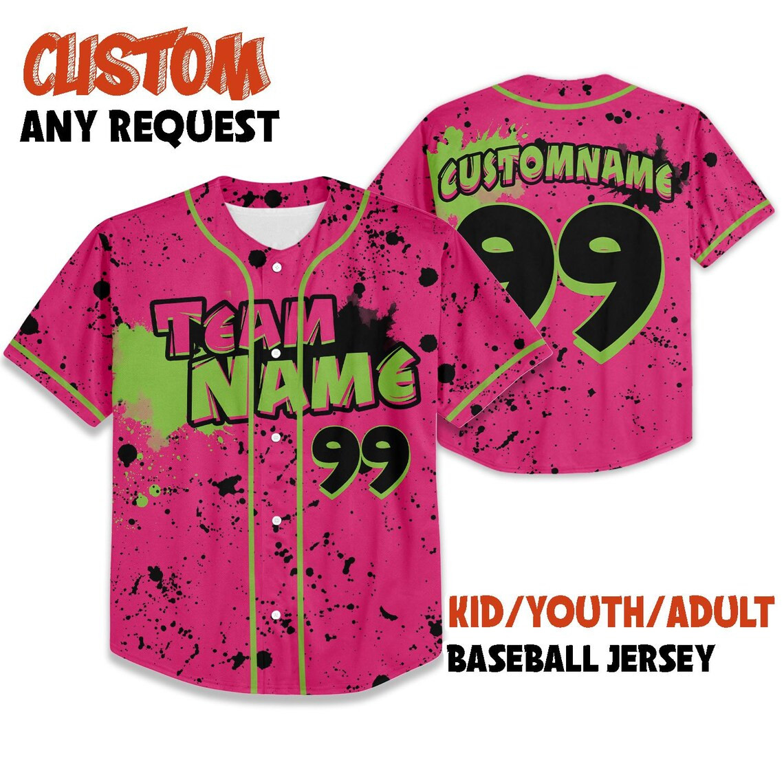 Party Animals Monkey Team Custom Name And Number Baseball Jersey Full Size Kids gallery