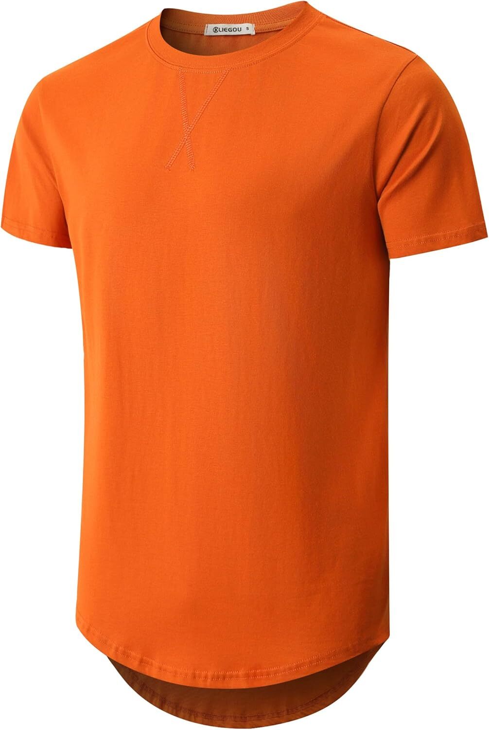 Mens 100% Cotton Pre-Shrunk Longline Crewneck T-Shirt Hip Hop Urban Style S-4XL gallery