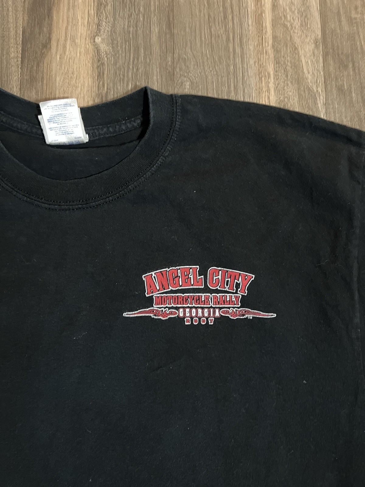 Y2K Angel City Four Seasons Motorcycle Rally Biker T-shirt Men’s Size XL Black gallery
