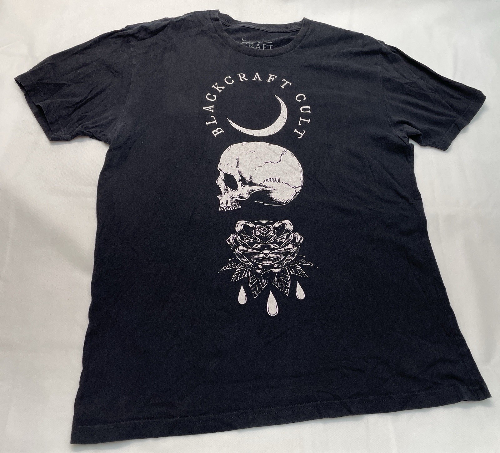 Black Craft Cult Shirt Skull Moon Graphic Goth Tee Black Size L gallery