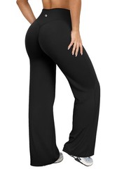 Yoga Pants Women High Waist Stretch Casual Soft Straight Leg Bottoms Black Long