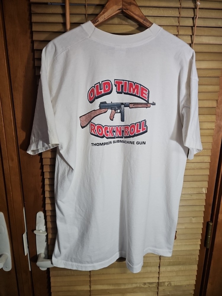 Vintage 90s Single Stitch Thompson Submachine Gun Promo Tee T Shirt XL Obscure