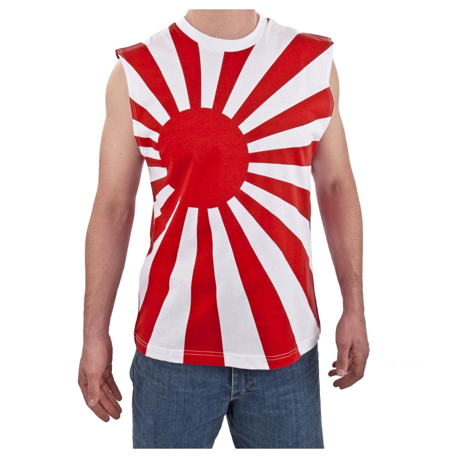Adult Men's 80s Japan Flag RISING SUN Kamikaze Sleeveless Costume Tank Top Shirt gallery