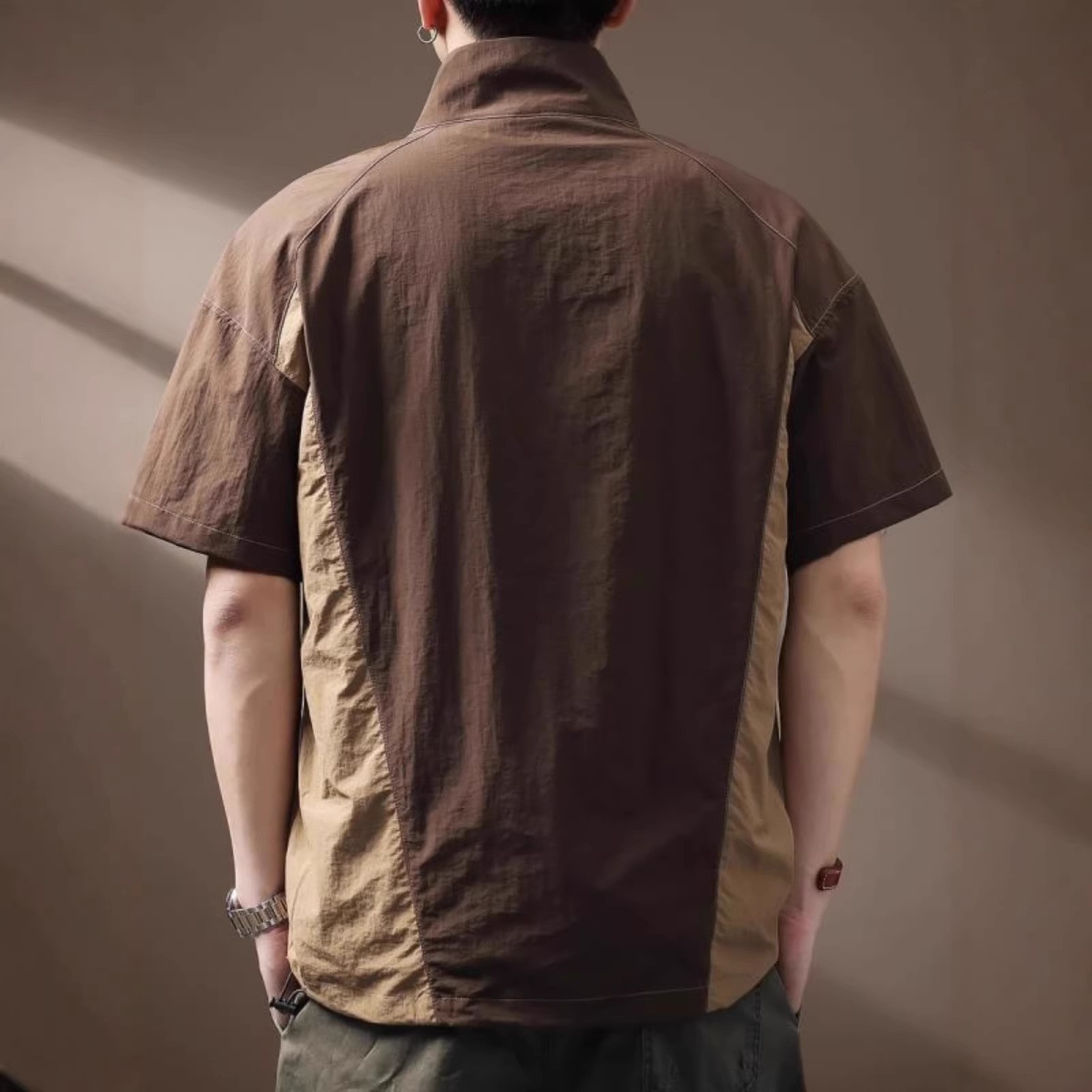 Functional Quick-drying T-shirt Mens Short-sleeve Stand-collar Polo Shirt gallery