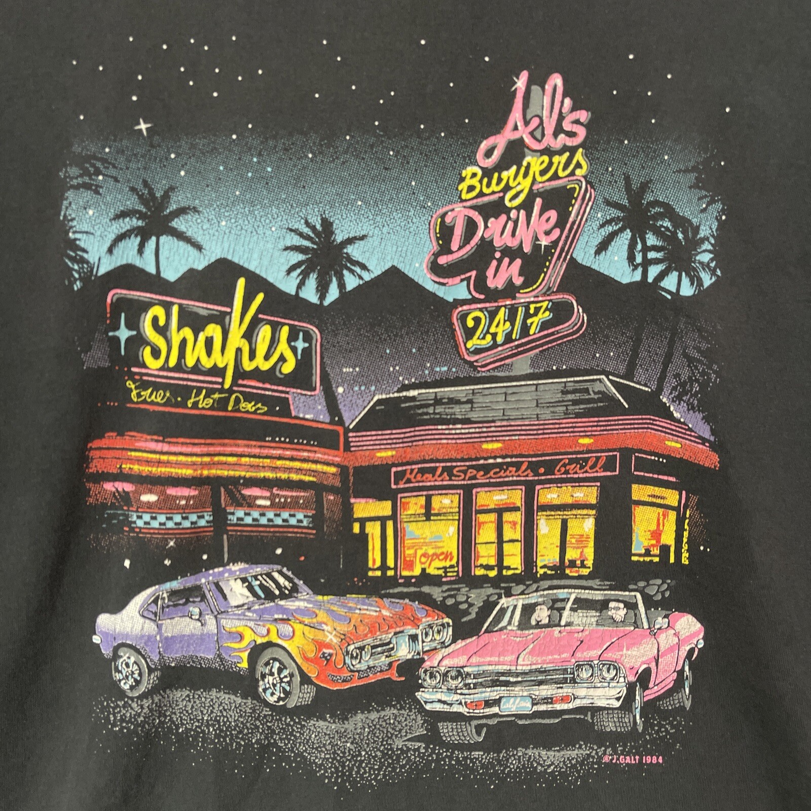 J Galt Shirt Mens Extra Large XL Streetwear Black Adult Al’s Burgers Hot Rods gallery
