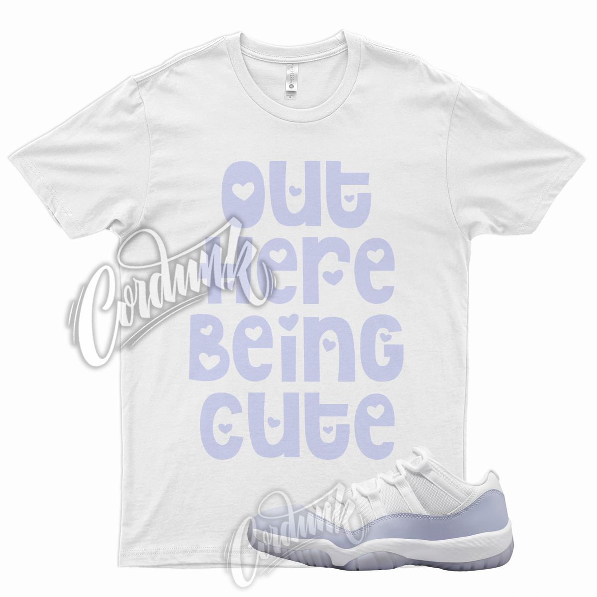 White CUTE T Shirt for J1 11 Low WMNS Pure Violet Purple Arctic Punch 1 Mid