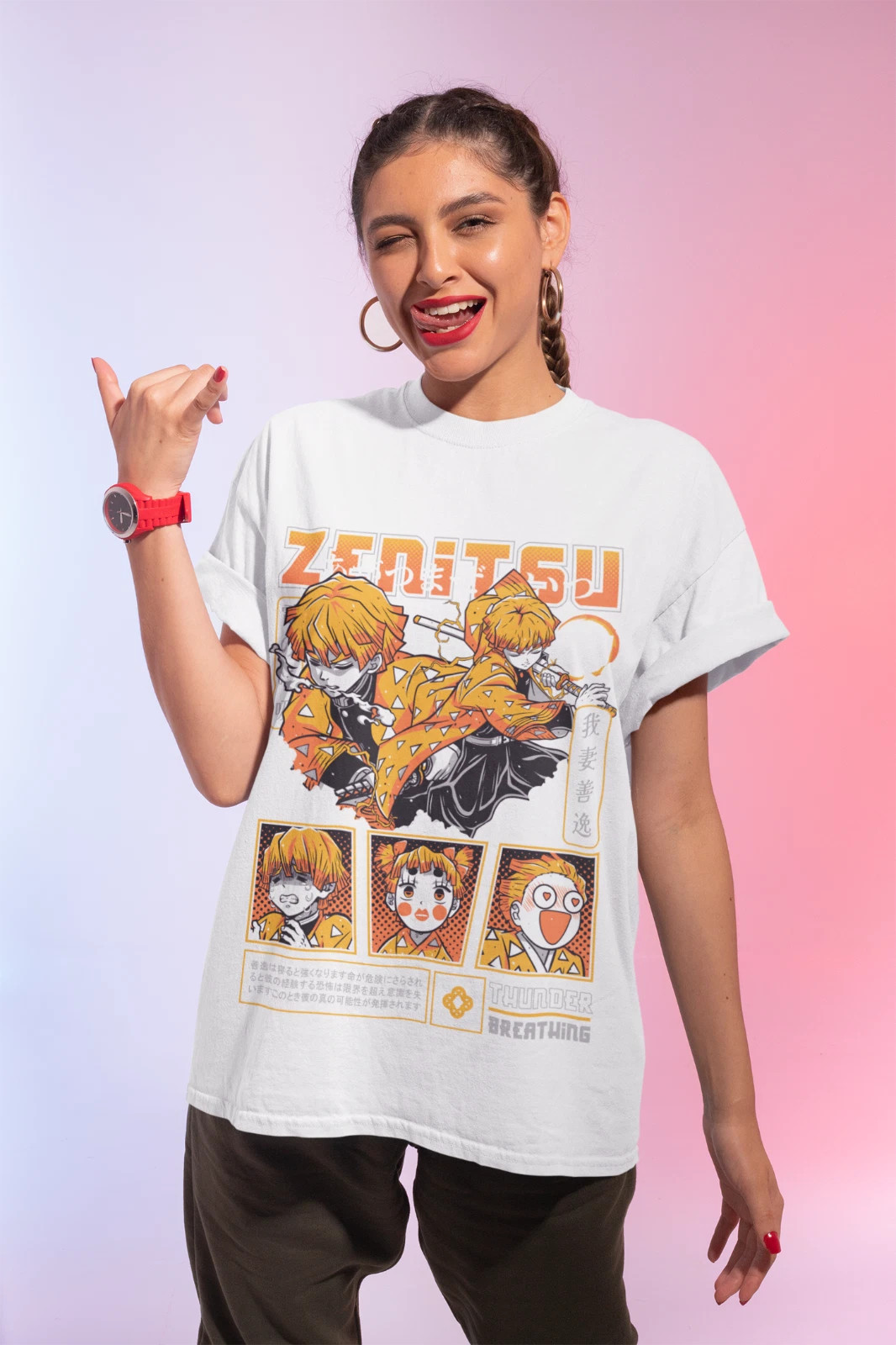 Agatsuma Zenitsu T-Shirt Demon Slayer Kimetsu No Yaiba Movie Shirt