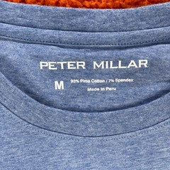 PETER MILLAR Mens MEDIUM Crown Lite Tee Logo Nautilus Blue T-Shirt Pima Cotton
