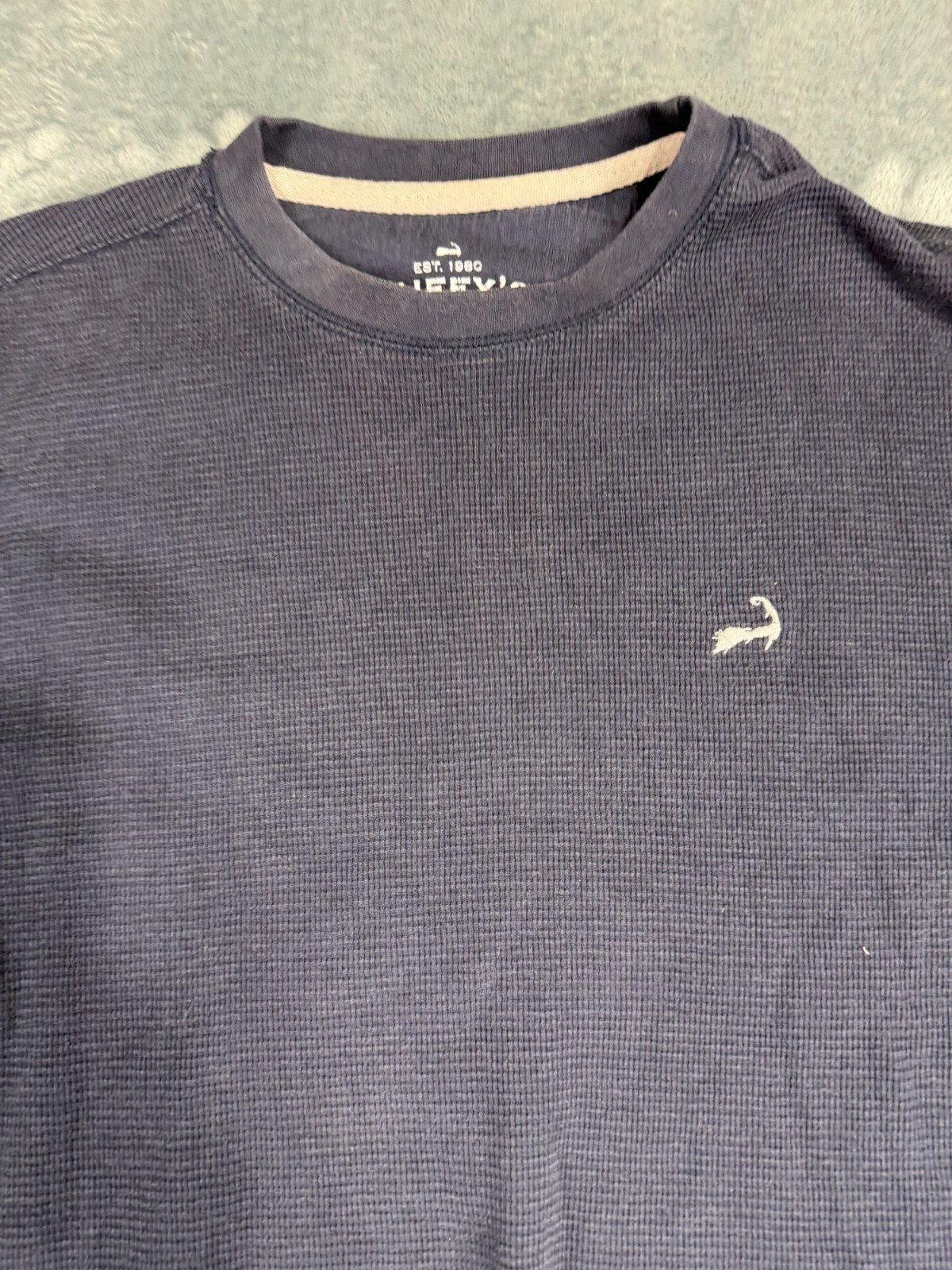 Cuffys Cape Cod Mens Navy Blue Waffle Knit Long Sleeve Shirt M gallery