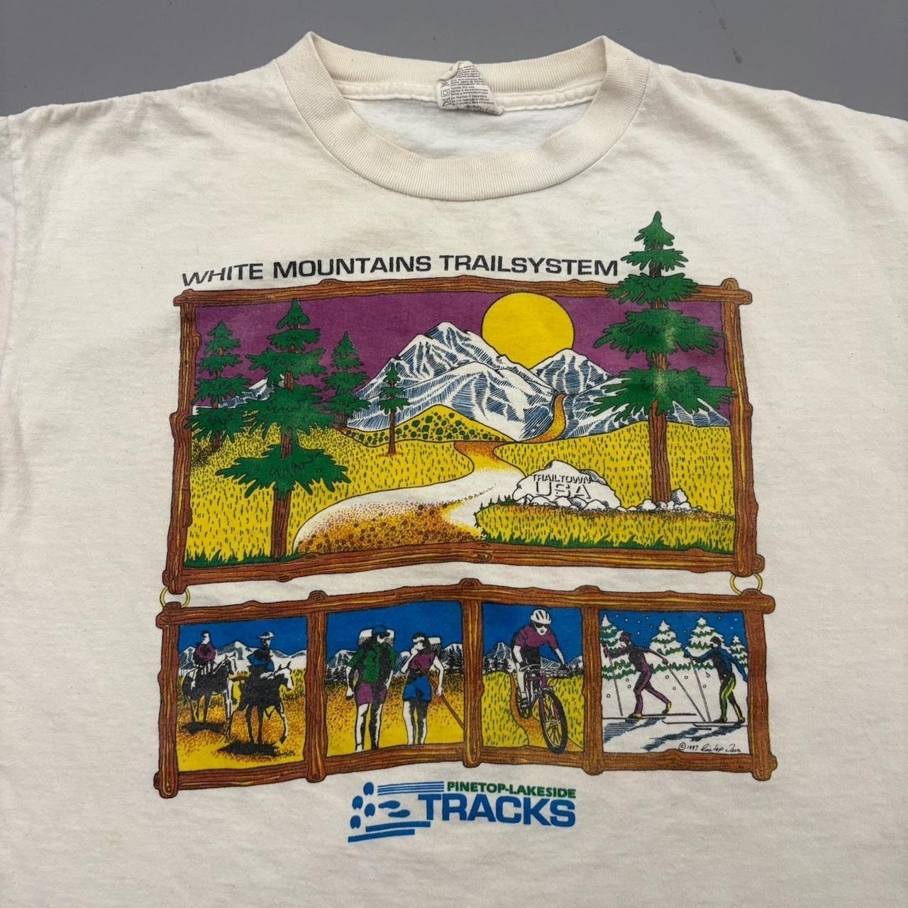 Vintage 90s Outdoor Lifestyle Shirt White Tracks Single Stitch Size Large gallery