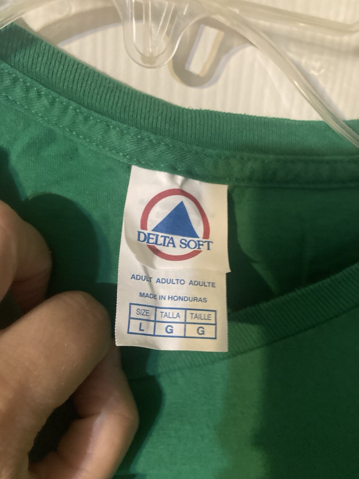 Delta soft 100% cotton tee shirt size large donut forget blood drive green gallery
